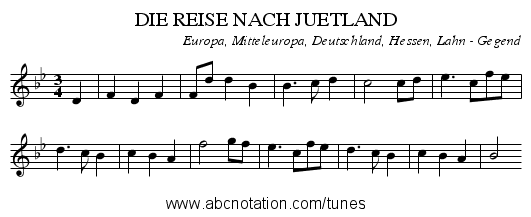DIE REISE NACH JUETLAND - staff notation