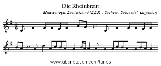 Die Rheinbraut - staff notation