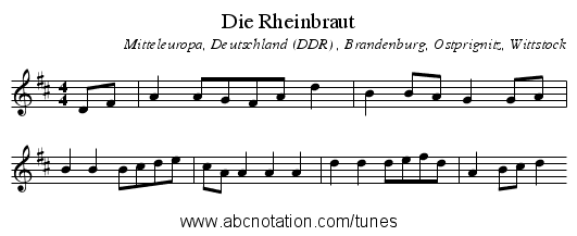 Die Rheinbraut - staff notation