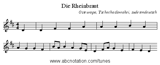 Die Rheinbraut - staff notation