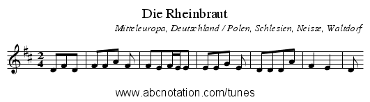 Die Rheinbraut - staff notation