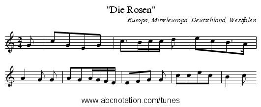 Die Rosen - staff notation