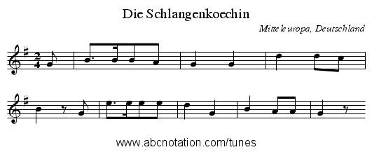 Die Schlangenkoechin - staff notation