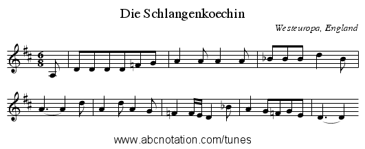 Die Schlangenkoechin - staff notation