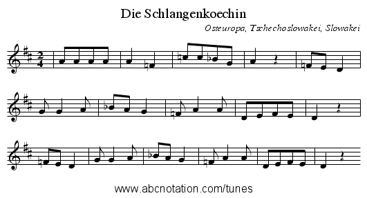 Die Schlangenkoechin - staff notation