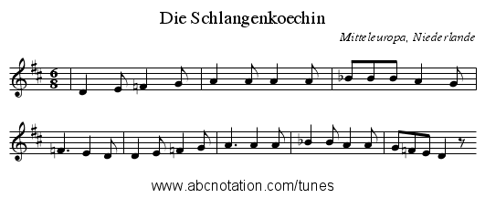 Die Schlangenkoechin - staff notation