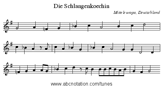 Die Schlangenkoechin - staff notation