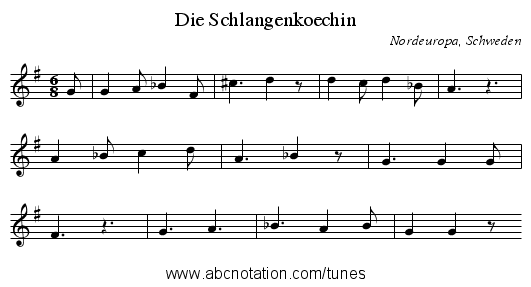 Die Schlangenkoechin - staff notation