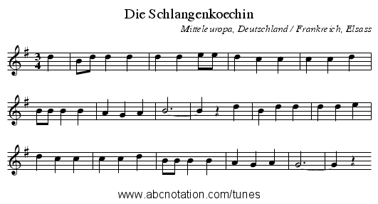 Die Schlangenkoechin - staff notation