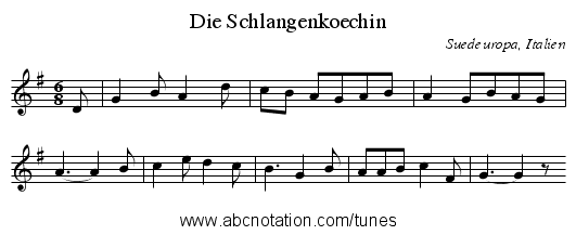 Die Schlangenkoechin - staff notation