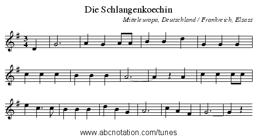 Die Schlangenkoechin - staff notation