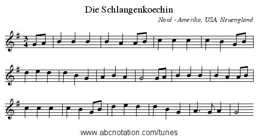 Die Schlangenkoechin - staff notation
