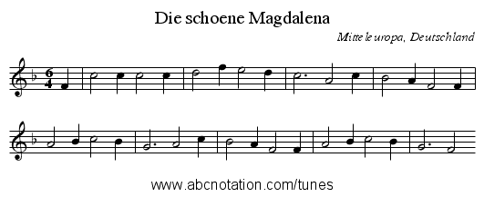 Die schoene Magdalena - staff notation
