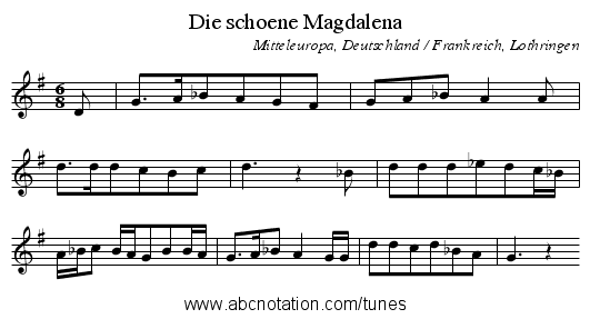 Die schoene Magdalena - staff notation
