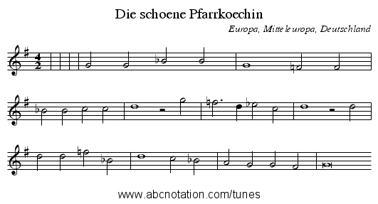 Die schoene Pfarrkoechin - staff notation