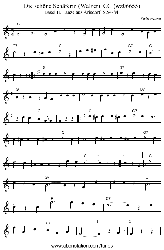 Die schöne Schäferin (Walzer)  CG (wz06655) - staff notation
