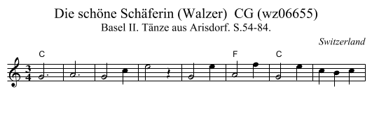 Die schöne Schäferin (Walzer)  CG (wz06655) - staff notation