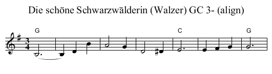 Die sch&ouml;ne Schwarzw&auml;lderin (Walzer) GC 3- (align) - staff notation