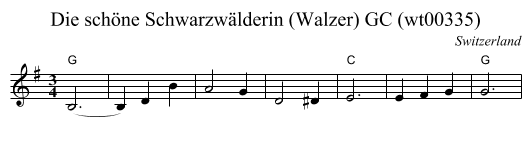 Die sch&ouml;ne Schwarzw&auml;lderin (Walzer) GC (wt00335) - staff notation