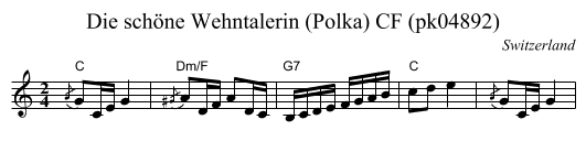 Die sch&ouml;ne Wehntalerin (Polka) CF (pk04892) - staff notation