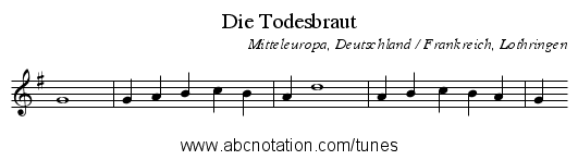 Die Todesbraut - staff notation