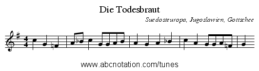 Die Todesbraut - staff notation