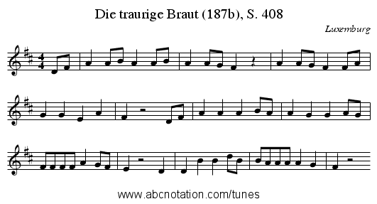 Die traurige Braut (187b), S. 408 - staff notation