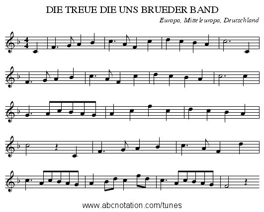 DIE TREUE DIE UNS BRUEDER BAND - staff notation