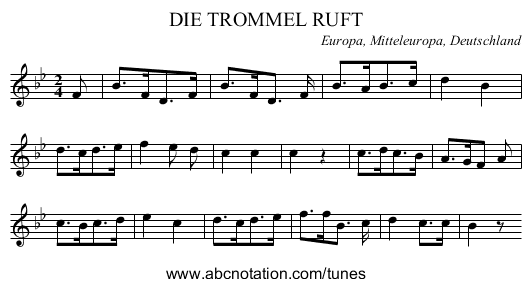 DIE TROMMEL RUFT - staff notation
