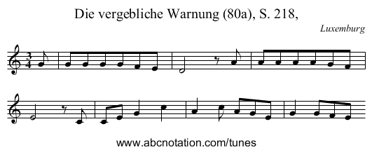 Die vergebliche Warnung (80a), S. 218, - staff notation