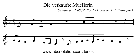 Die verkaufte Muellerin - staff notation