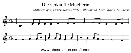 Die verkaufte Muellerin - staff notation