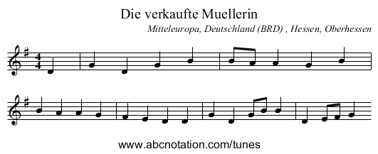 Die verkaufte Muellerin - staff notation