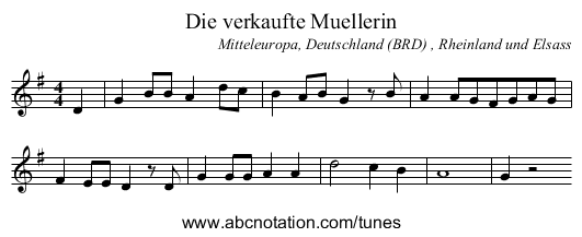 Die verkaufte Muellerin - staff notation