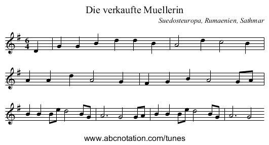 Die verkaufte Muellerin - staff notation