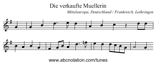 Die verkaufte Muellerin - staff notation