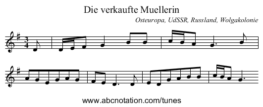 Die verkaufte Muellerin - staff notation