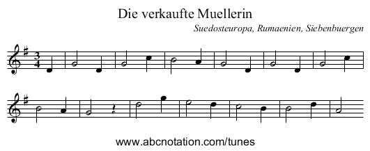 Die verkaufte Muellerin - staff notation