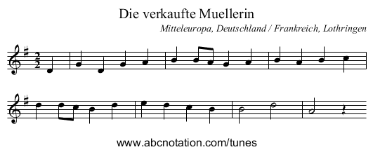 Die verkaufte Muellerin - staff notation