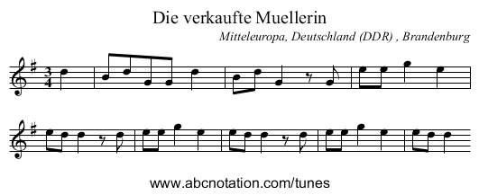Die verkaufte Muellerin - staff notation