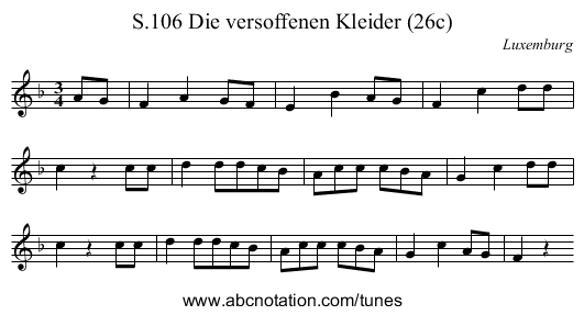 Die versoffenen Kleider (26c), S.106 - staff notation