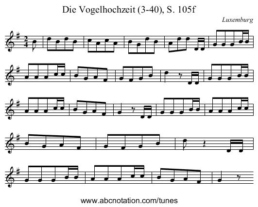 Die Vogelhochzeit (3-40), S. 105f - staff notation