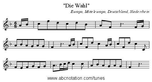 Die Wahl - staff notation