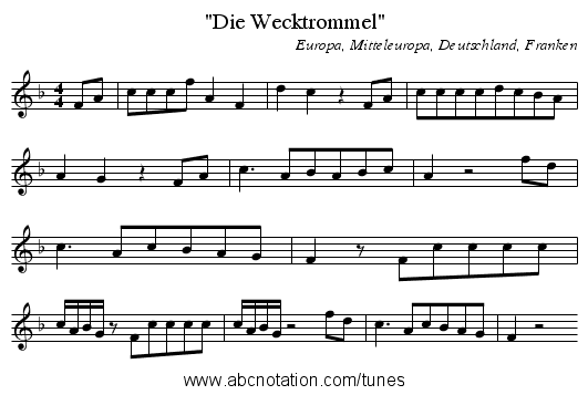 Die Wecktrommel - staff notation