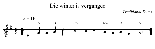 Die winter is vergangen - staff notation