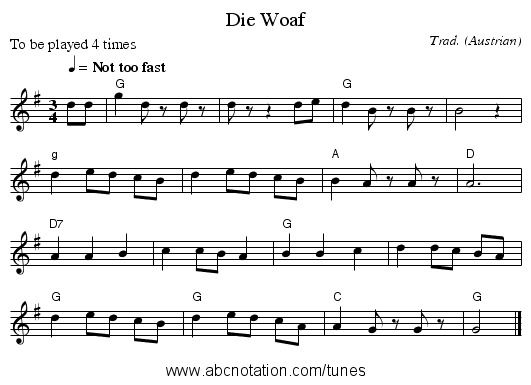 Die Woaf - staff notation