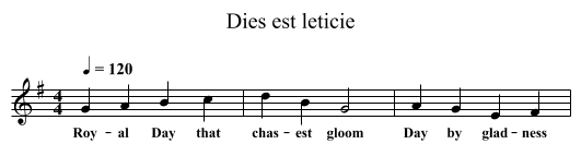 Dies est leticie - staff notation