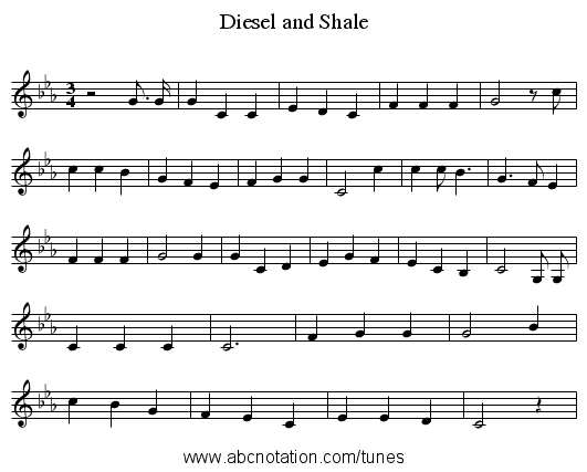 Diesel and Shale - staff notation