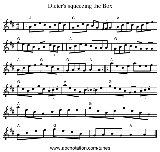 Dieter's squeezing the Box - staff notation