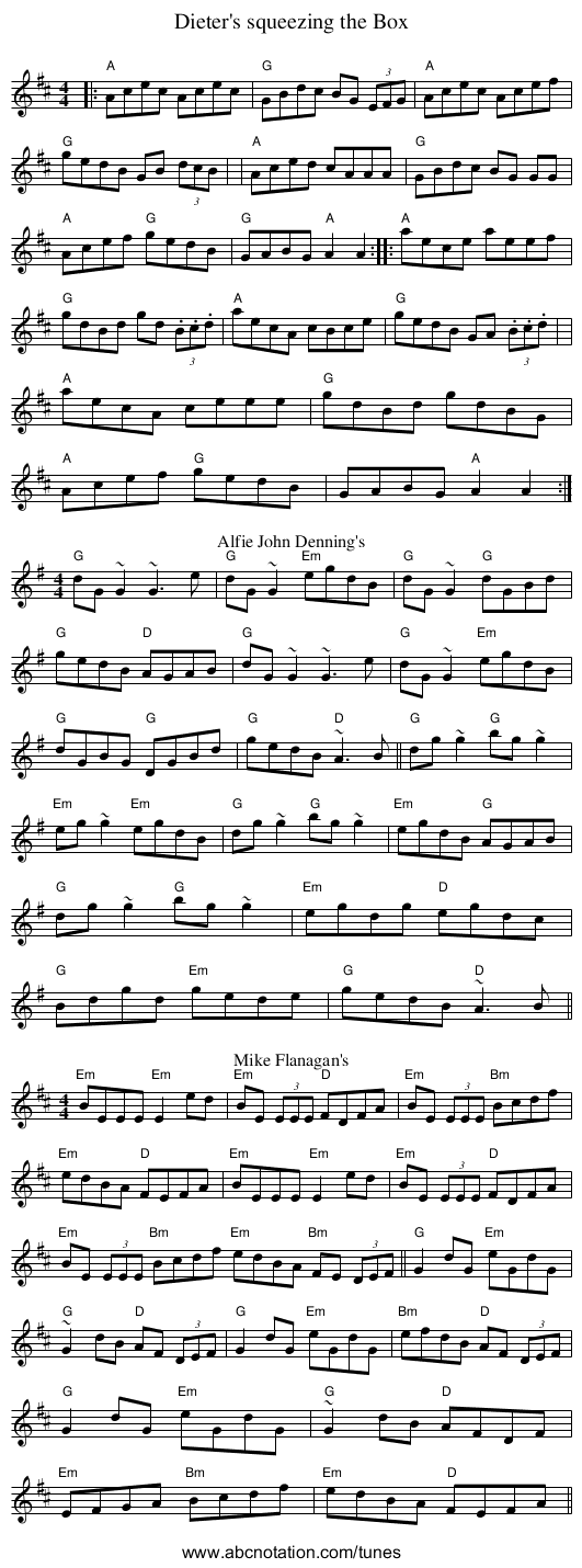 Dieter's squeezing the Box - staff notation
